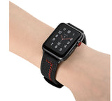 LEATHER WATCH BAND WITH STITCH DETAIL FOR APPLE WATCH 38MM TO 44MM