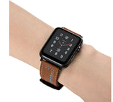 LEATHER WATCH BAND WITH STITCH DETAIL FOR APPLE WATCH 38MM TO 44MM