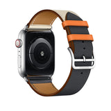 DUAL COLOR LEATHER WATCH BAND FOR APPLE WATCH 38MM TO 44MM