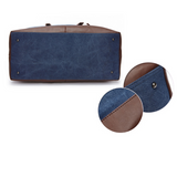 Hunter Canvas And Leather Duffle Blue Bottom Of Bag