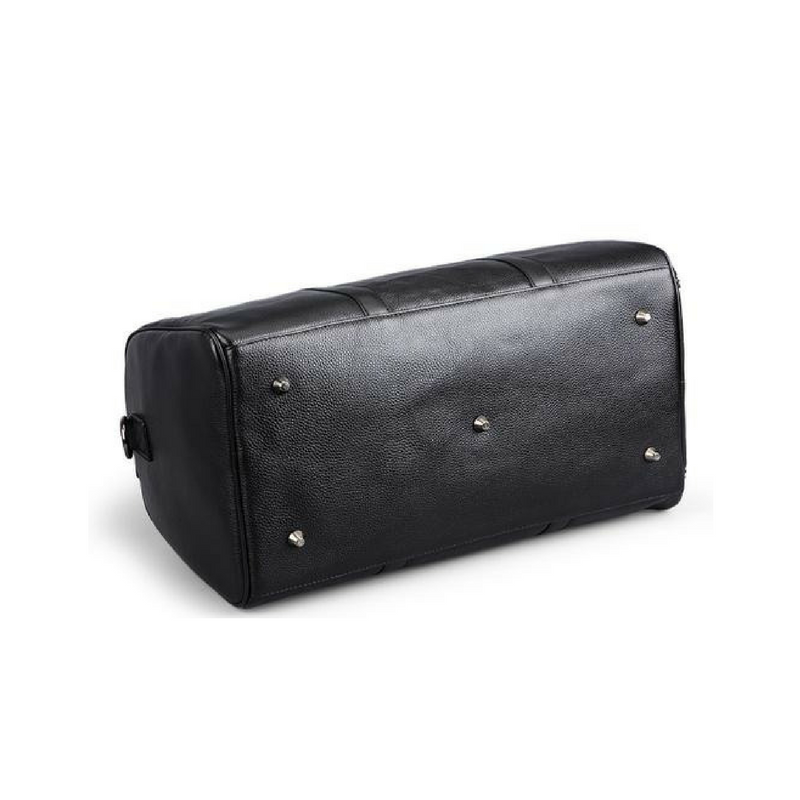 Edmond Jnr Leather Weekend Travel Bag Black Bottom