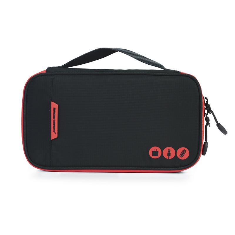 Digital Accessories Travel Bag / Organizer Black And Red Closed