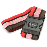Lockable Luggage Strap Red Pink Grey Stripes