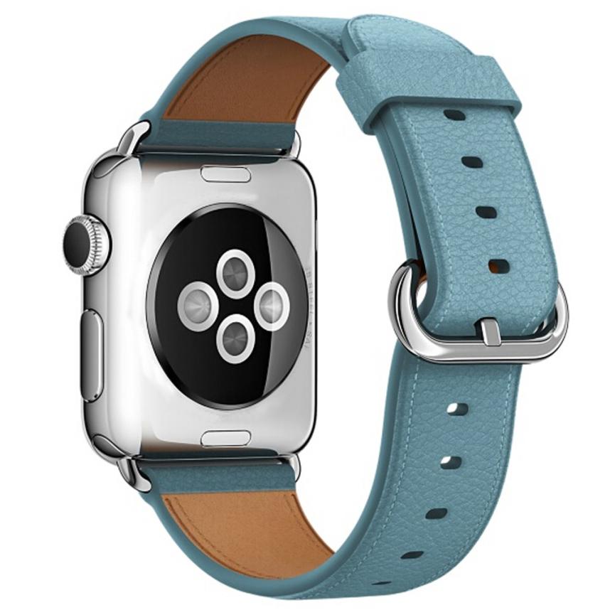 Leather Watch Band for Apple Watch, 38MM Light Blue