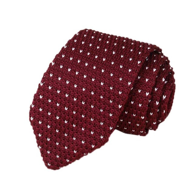 Men's Classic Knit Tie Burgundy Dot