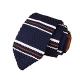 Men's Classic Knit Tie Burgundy Navy Rust White Stripe
