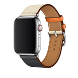 DUAL COLOR LEATHER WATCH BAND FOR APPLE WATCH 38MM TO 44MM